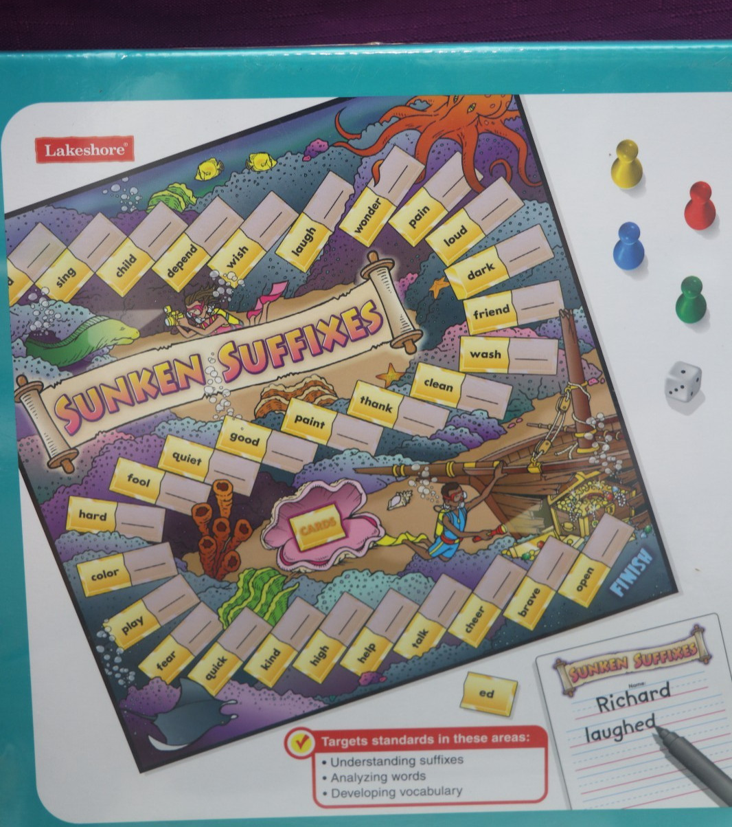 Lakeshore Sunken Suffixes Vocabulary Educational Learning Game AA646 NEW SEALED