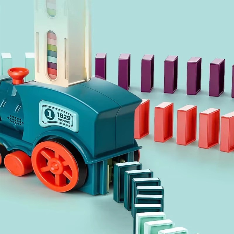 60PCS Automatic Domino Train Set Kids Educational Toy Creative Game Gift