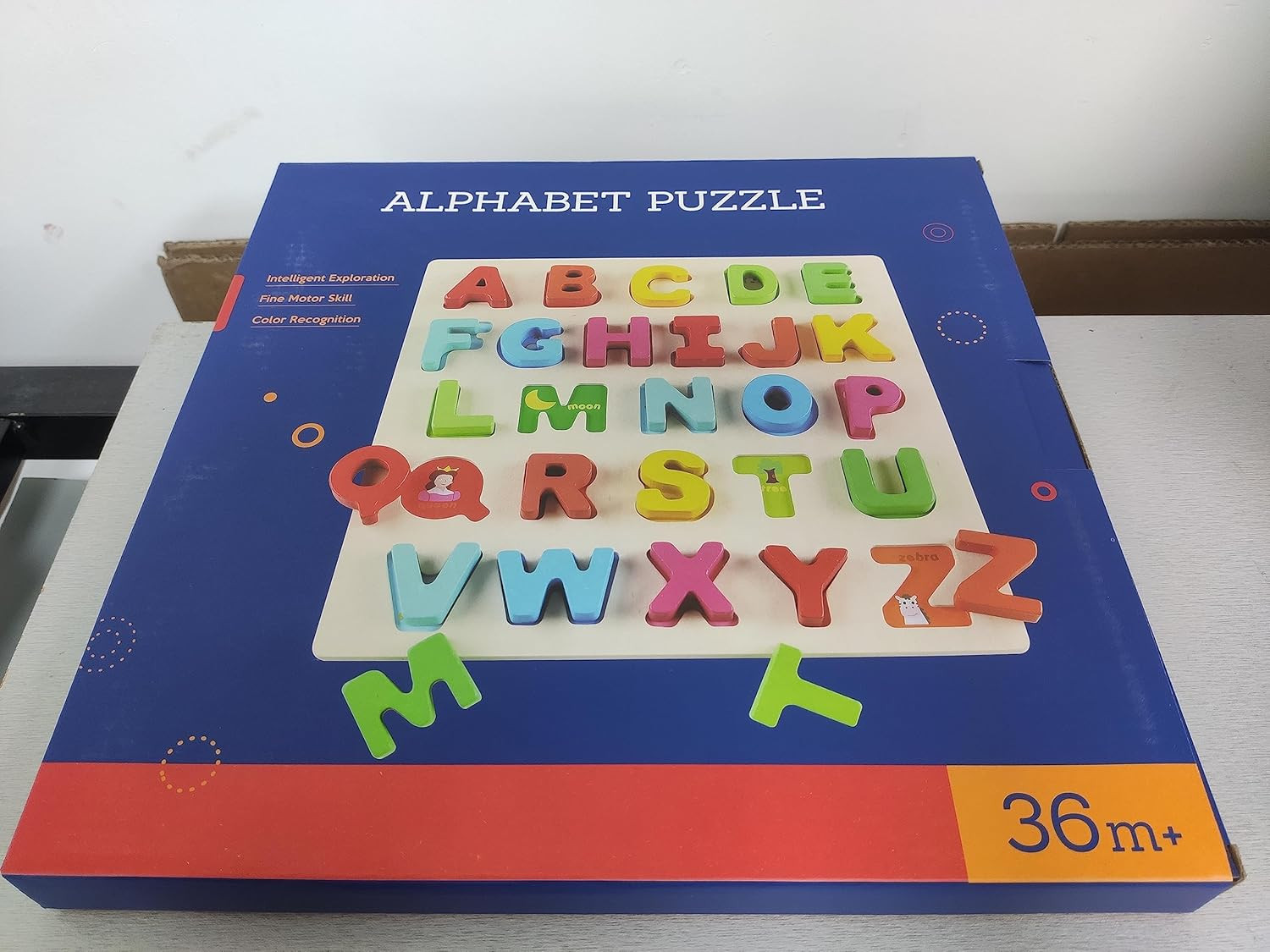 Wooden Alphabet Puzzle – ABC Letters Sorting Board Blocks Montessori Mat