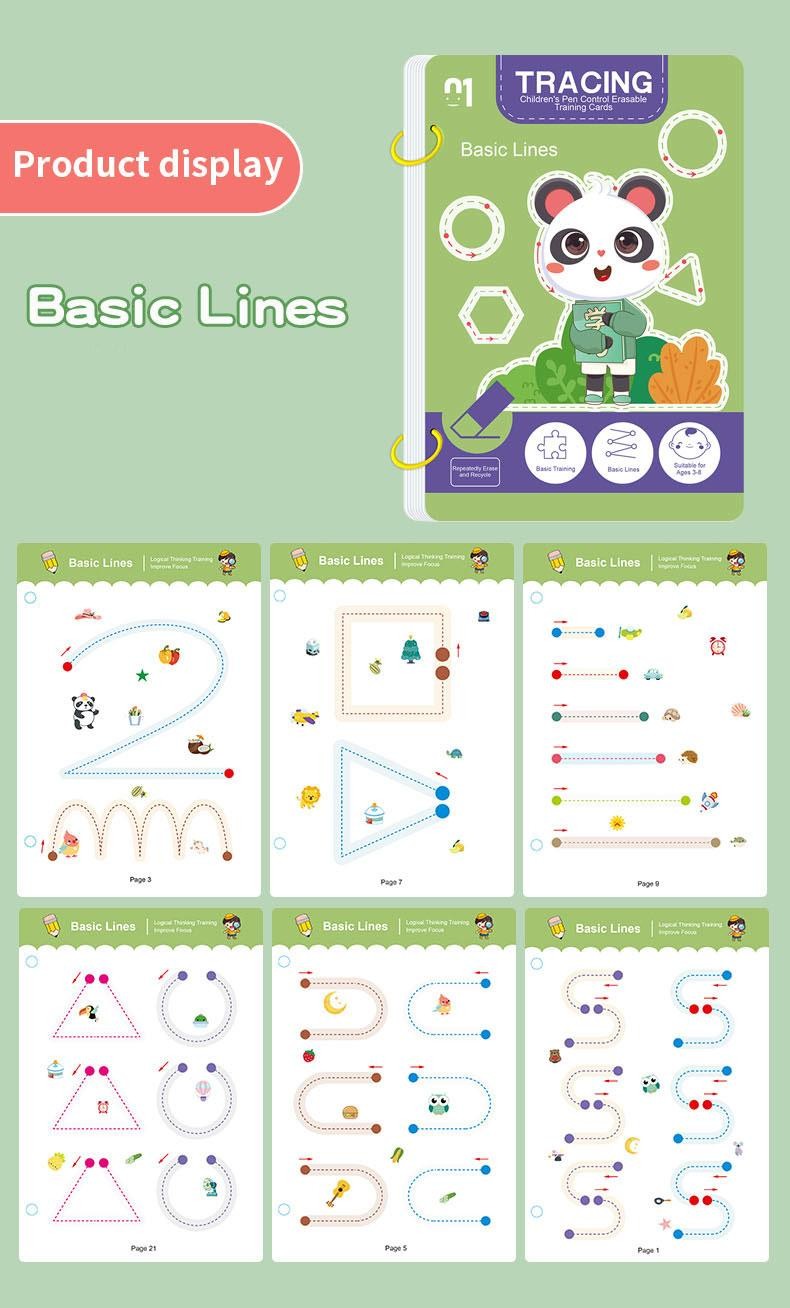 34 Page Childrens Reusable Workbook with Erasable Pen Early Learning Educational