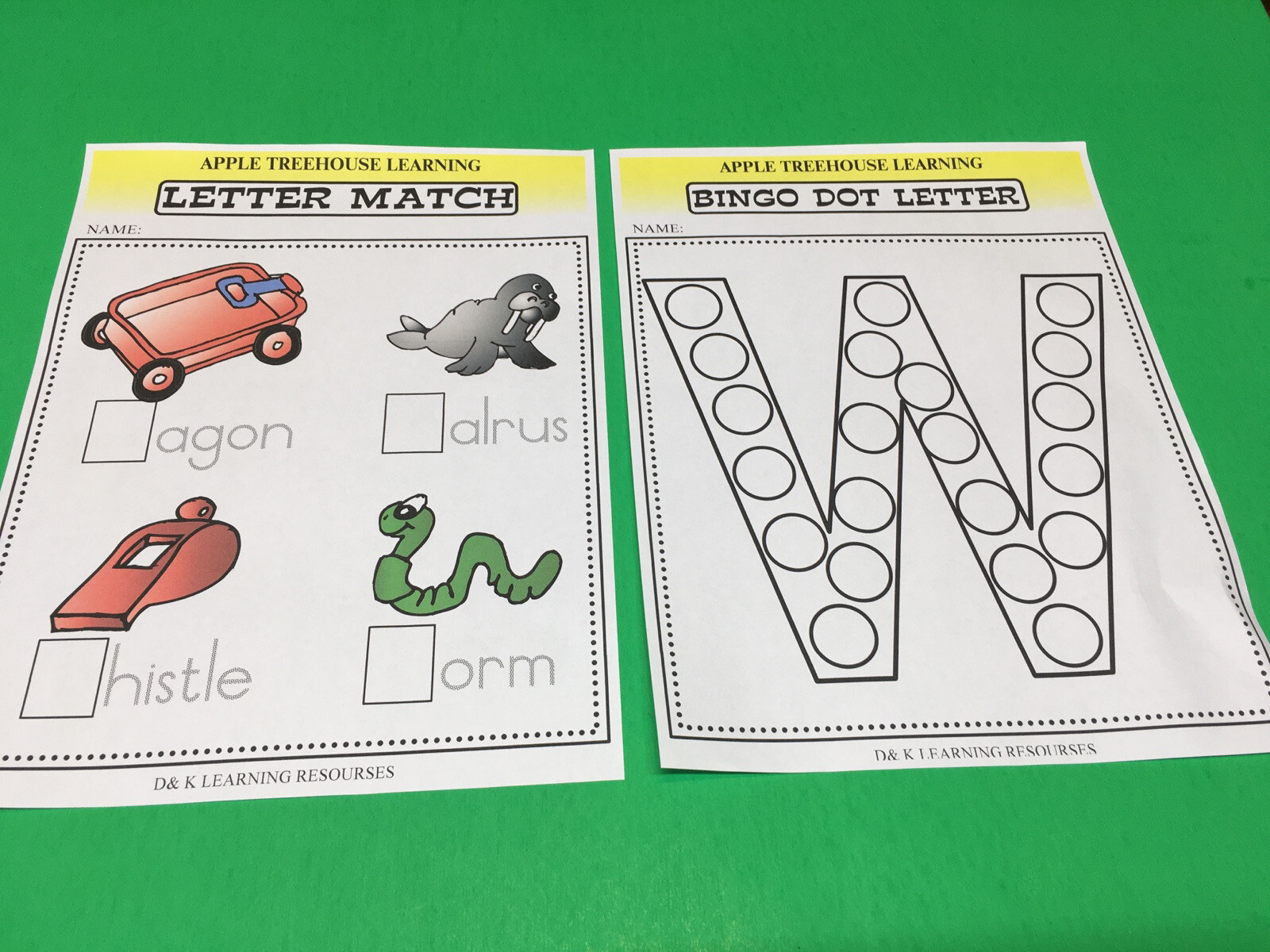 Letter Ww – Apple Treehouse Worksheets – Preschool Teaching supplies 20pgs