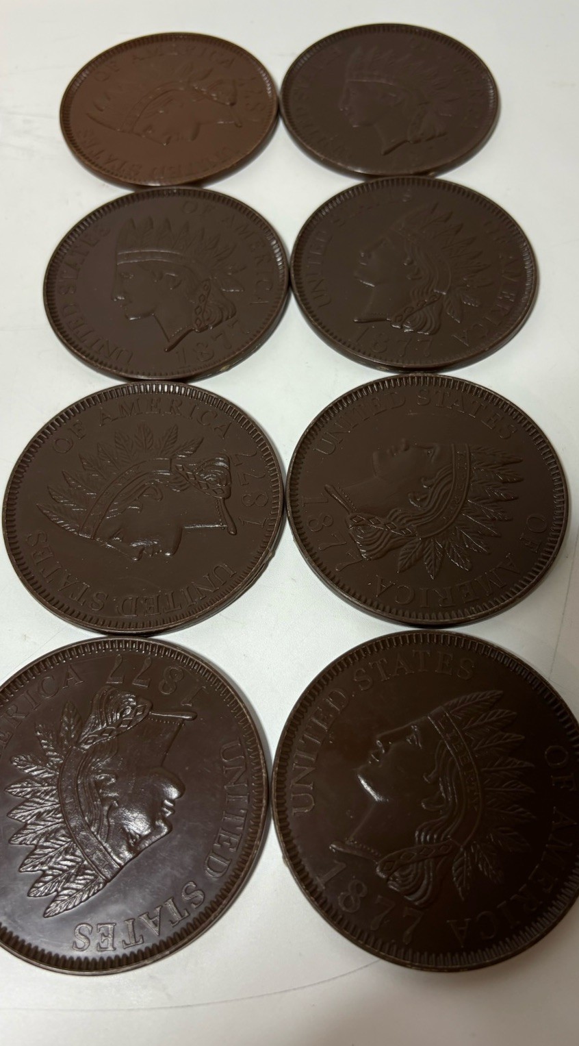 3″ 1877 Indian Head Penny Plastic Play Money Cent Lot Of 8