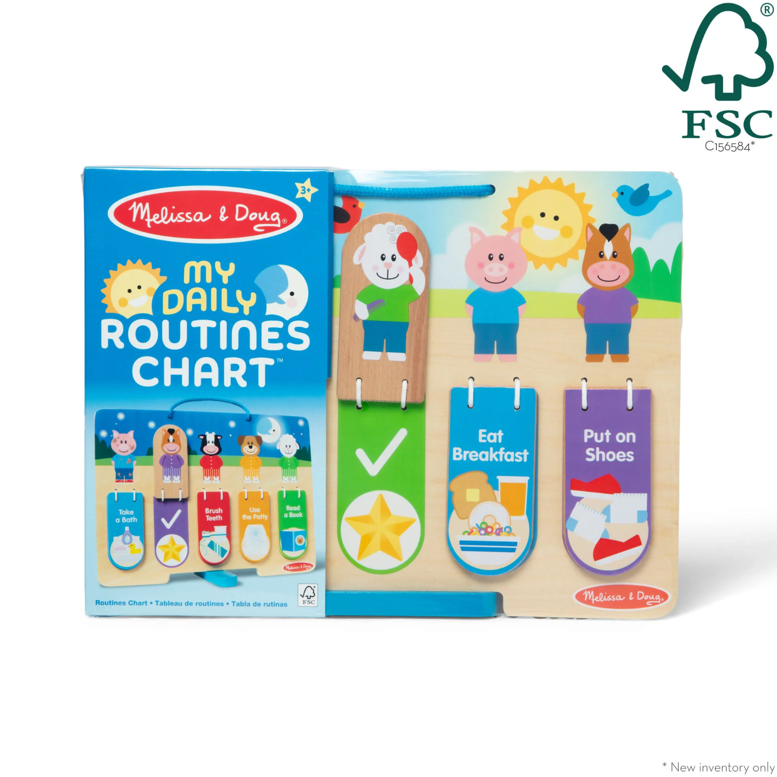 Melissa & Doug Wooden My Daily Routine Chart Hands On Learning Night Day