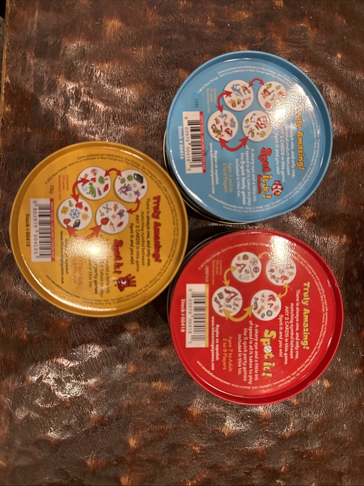 LOT OF 3 SPOT IT GAMES: MLB Edition, Spot It Jr Animals, Blue Orange