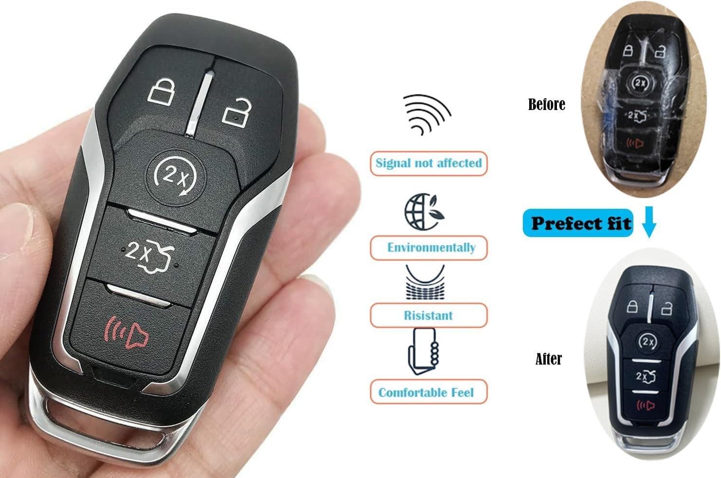 Key Fob Shell Case for Ford F150 Mustang Fusion Explorer Edge Lincoln MKC MKX
