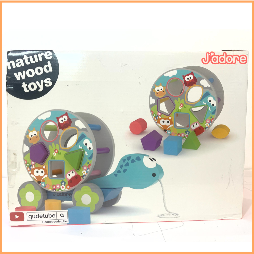J’adore Pull Along Turtle Shape Sorter Wooden Toy Montessori Educational Kids