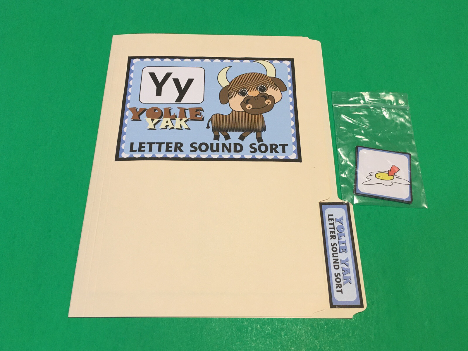 Yolie Yak – Letter Yy – DIY File Folder game – Printed / Uncut