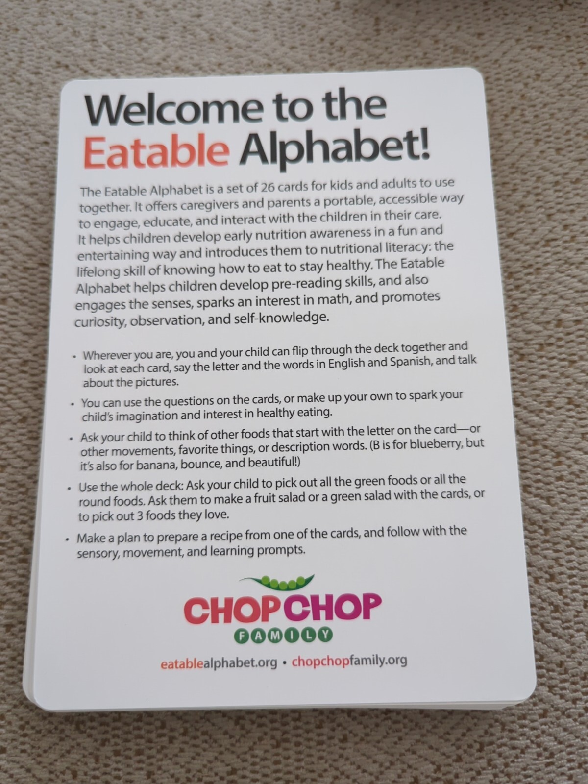 Eatable Alphabet Kitchen Activity Cards Recipe Cooking Child Kid