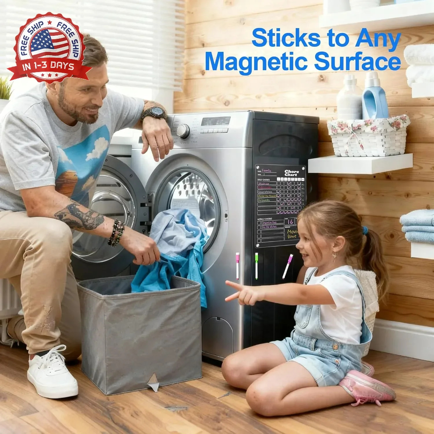 2 pcs Acrylic Magnetic Chore Chart for Kids on Fridge, Chore Board, Dry Erase Ch