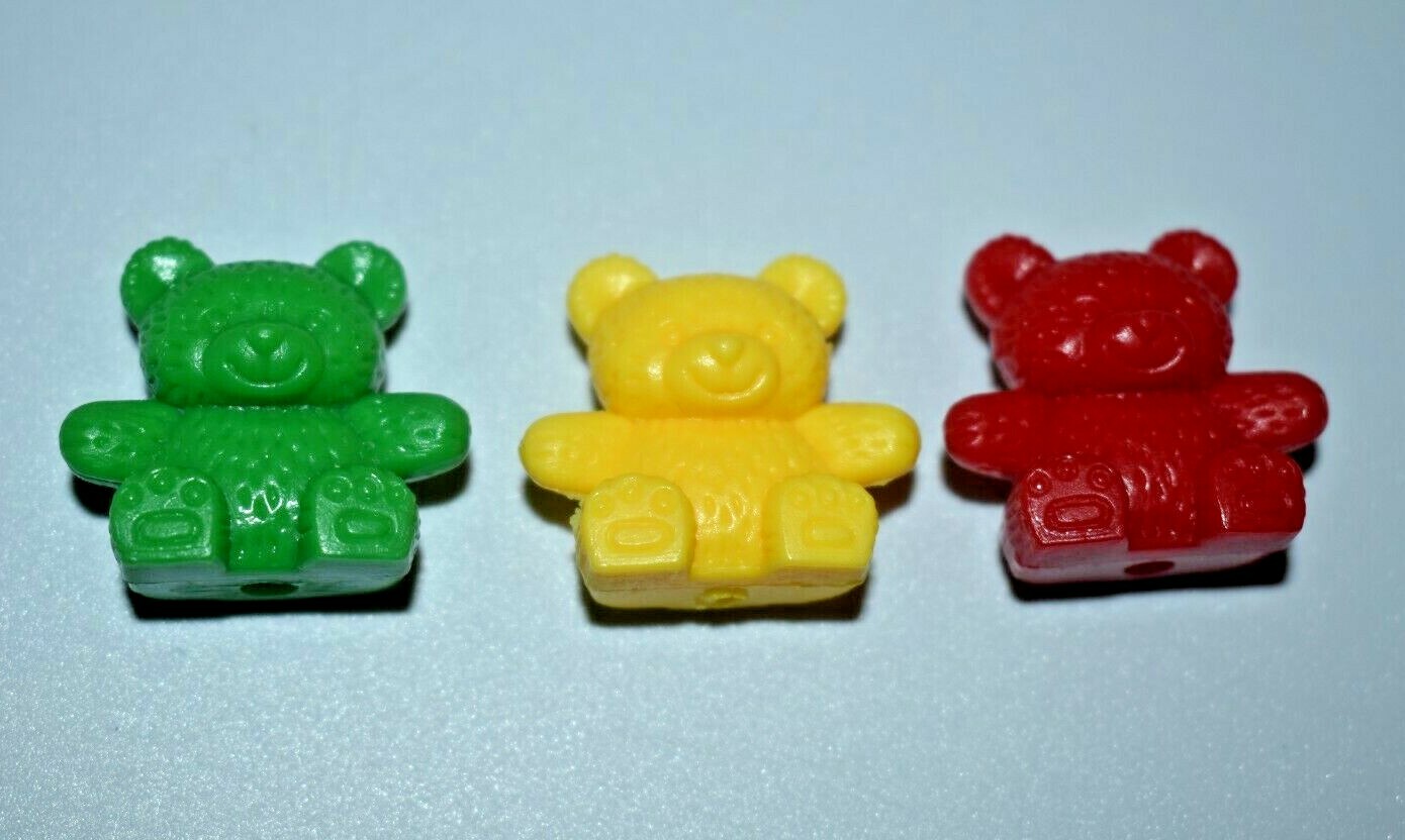 Lot of Teddy Bear Toy Figures Blue Red Green Bears