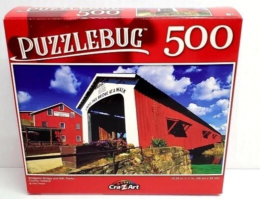 CRA-Z-ART 500PC PUZZLE JIGSAW SET BRIDGETON BRIDGE INDIANA OR CASTLE BALLOONS