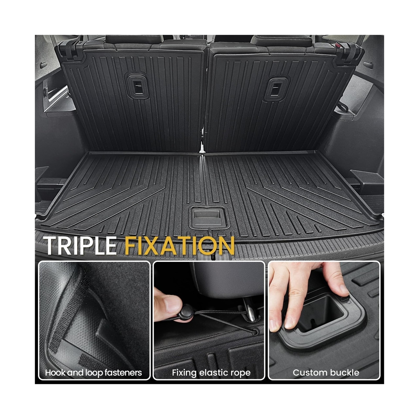 Cargo Mat with Backrest Mats for Volkswagen VW Atlas 2018-2024 2025 Car Mat A…