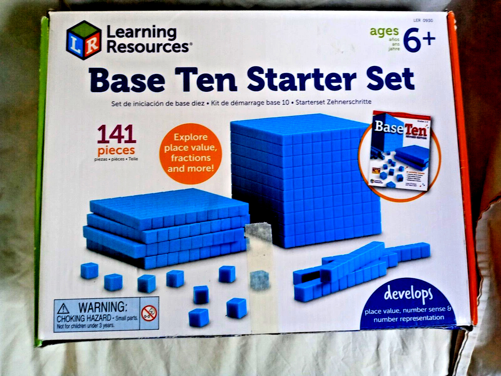 Learning Resources Base Ten Starter Set Blue Complete Plus 20 Extra Pieces W/Box