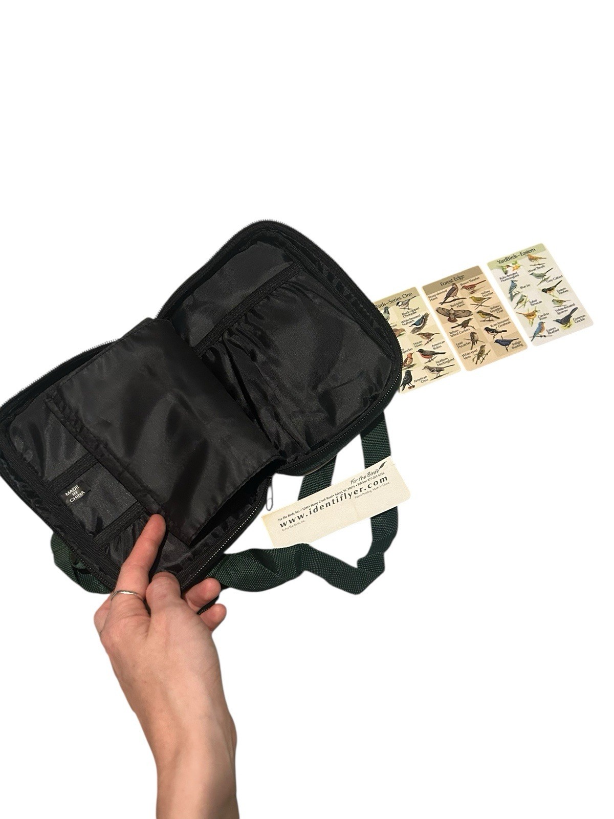 Identifyler Green Zip Travel Case And Three Bird Identifying Cards