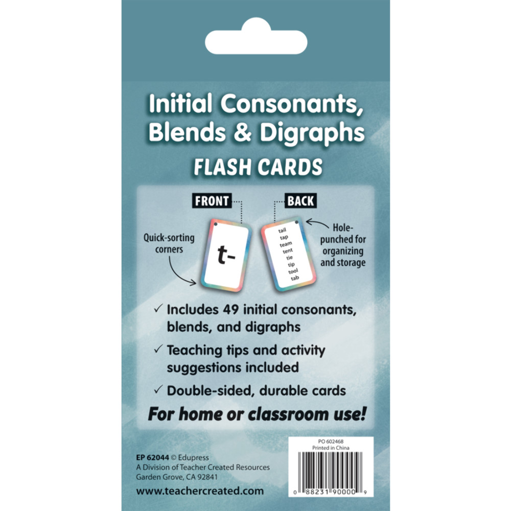 Edupress Initial Consonants, Blends, & Digraphs Flash Cards, 56 Cards (EP 62044)