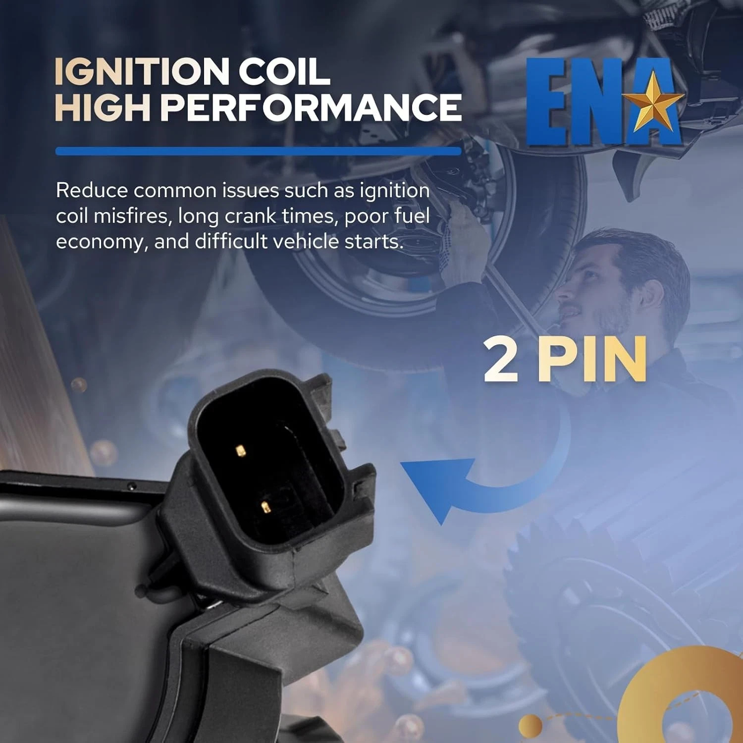 ENA Set of 8 Straight Boot Ignition Coil Pack Compatible with Ford Lincoln