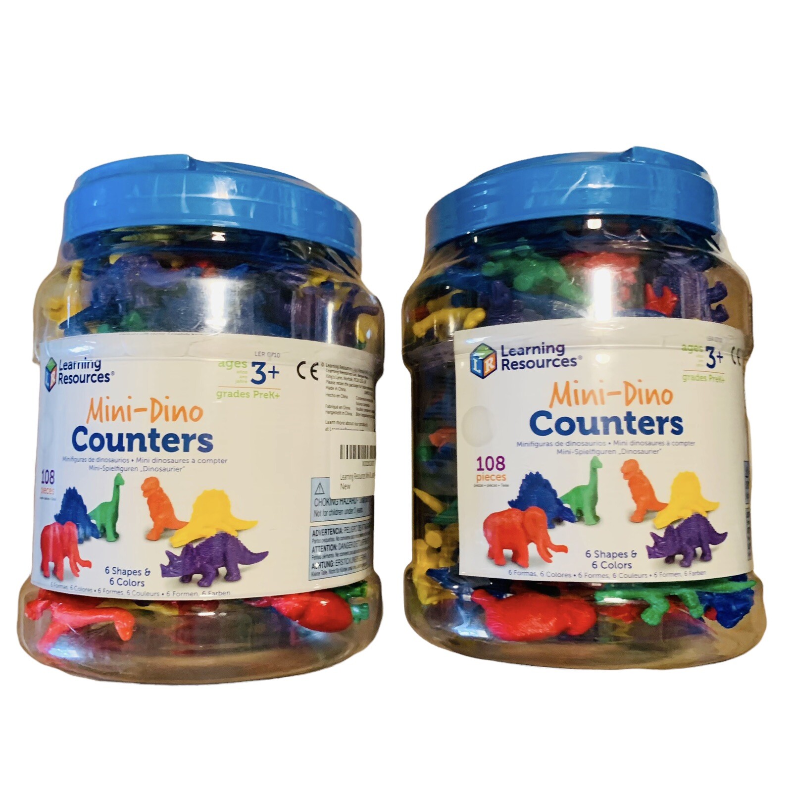 LEARNING RESOURCES MINI DINOS 108pk Counters Home School Classroom Shapes Colors