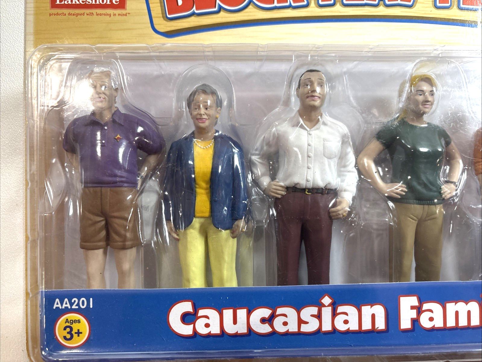 RARE Lakeshore Block Play People The Caucasian Family 8 Freestanding Figures NEW