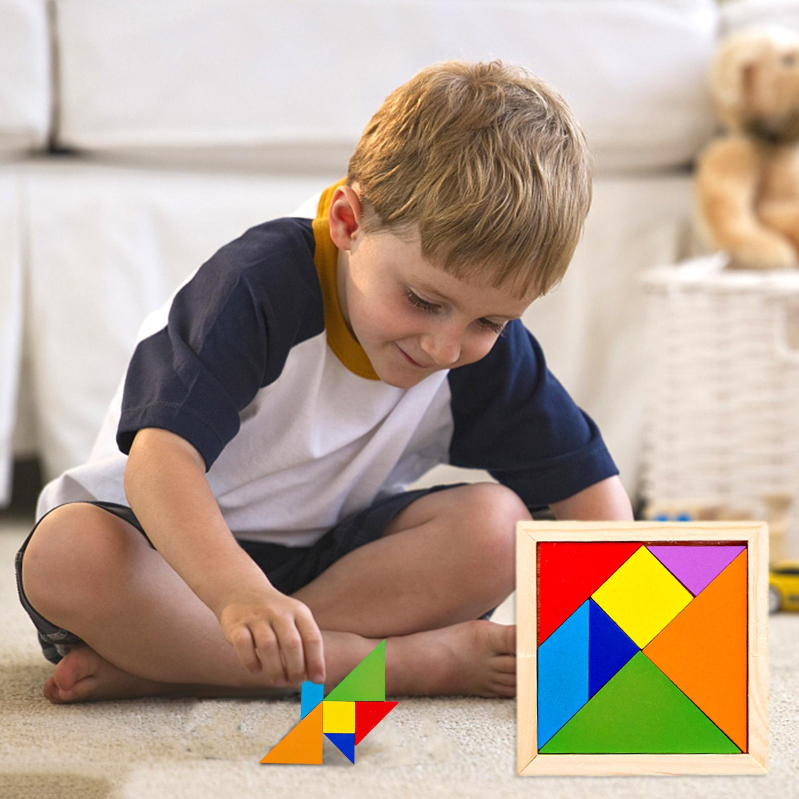 Wooden Tangram 7 Piece Square Puzzle Educational Game For Kids