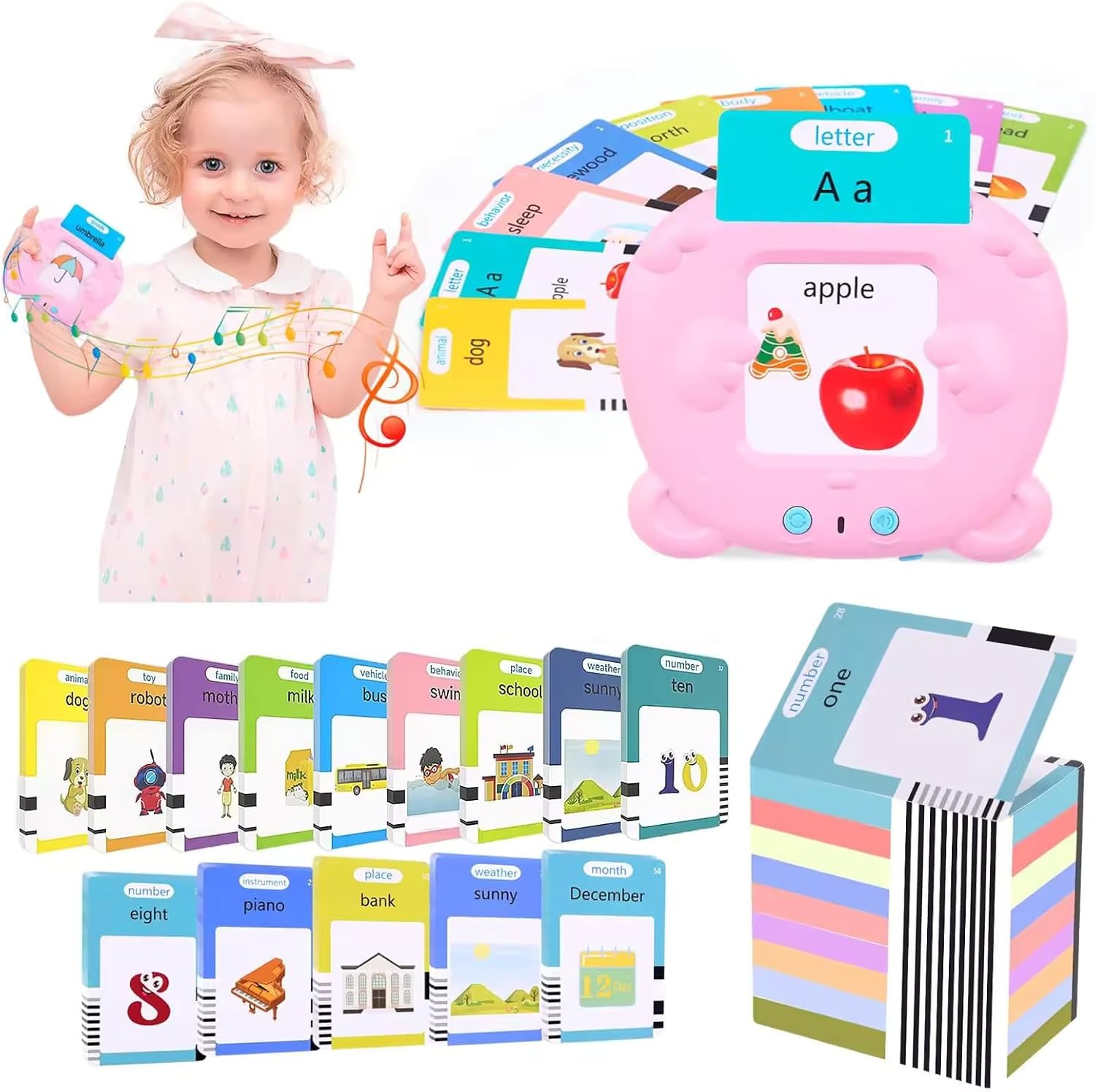 Kids Educational Learning Flashcard Reader, Educational Words Cards 224 Words