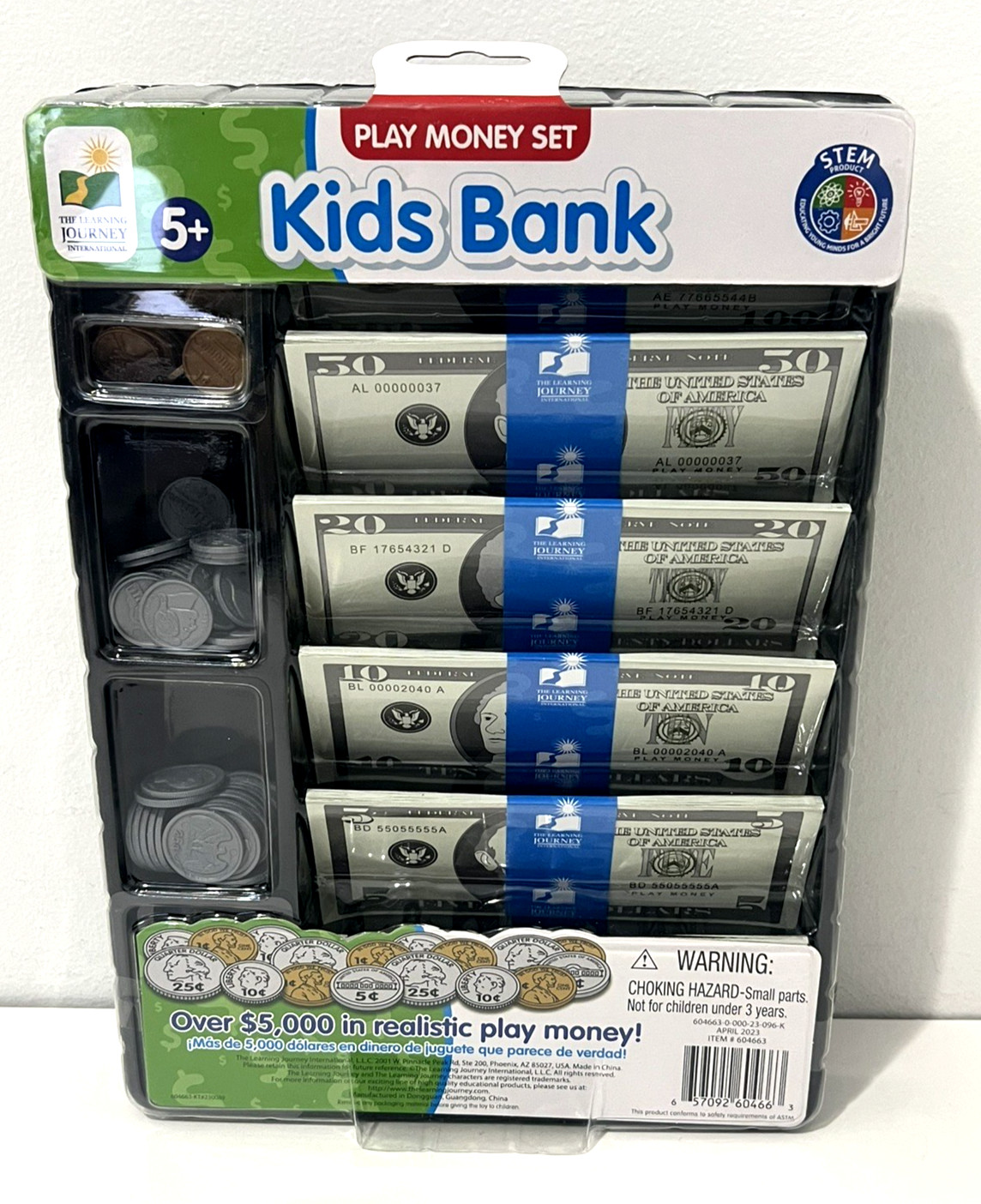 KIDS BANK PLAY MONEY SET EDUCATIONAL STEM COUNTING TOY BY THE LEARNING JOURNEY!!