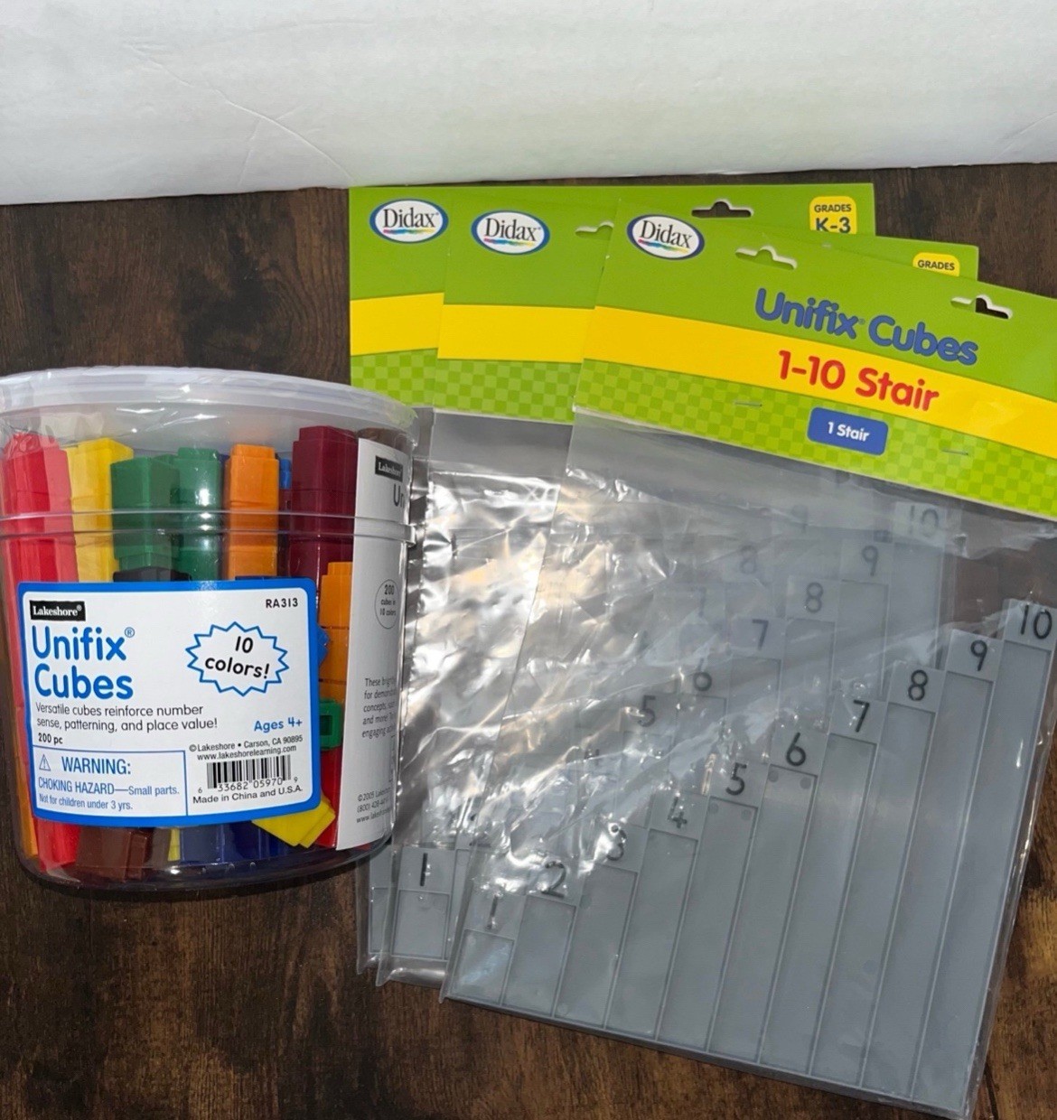 Lakeshore Unifix Cubes 10 Colors and Didax Unifix cubes 1-10 Stairs NEW/ SEALED