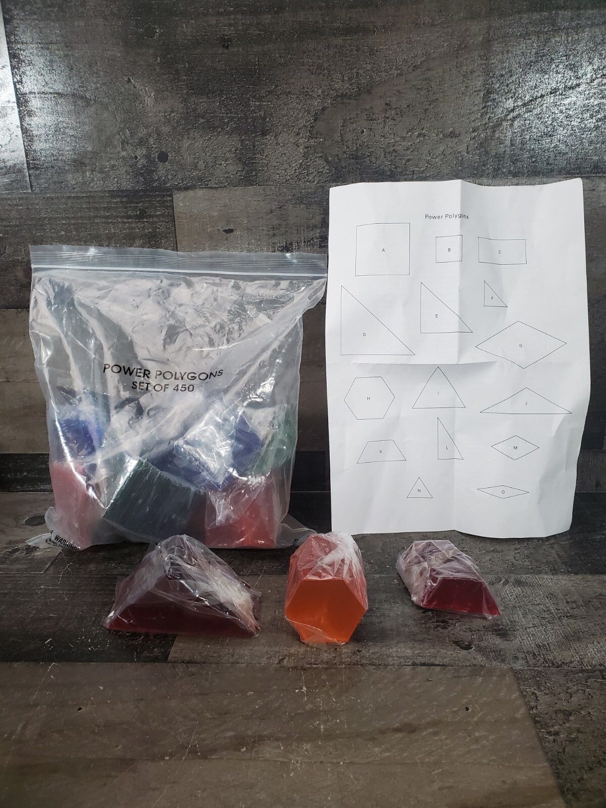 Power Polygons 450 Pieces Translucent Acrylic Blocks Educational School Toys