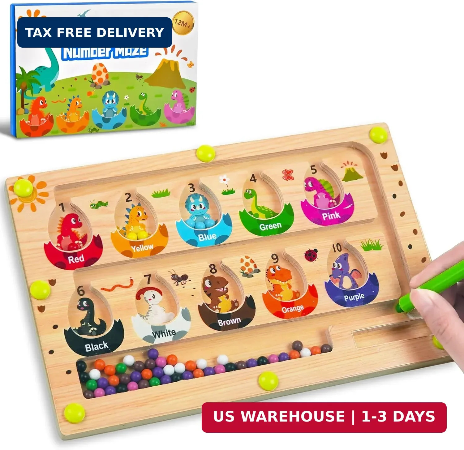 Montessori Toys Busy Board Travel Toys for Toddlers Kids Wooden Magnetic Colo…