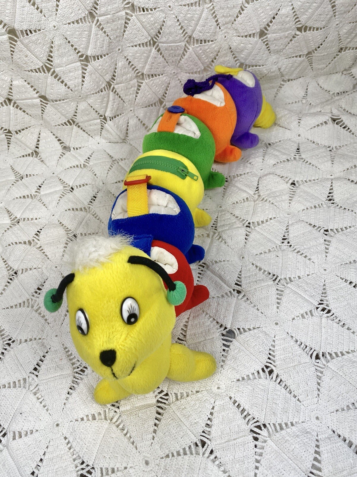 Discovery Toys 2000 Caterpillar Dress-A-Pillar Plush Learning Toy 21″ Preloved