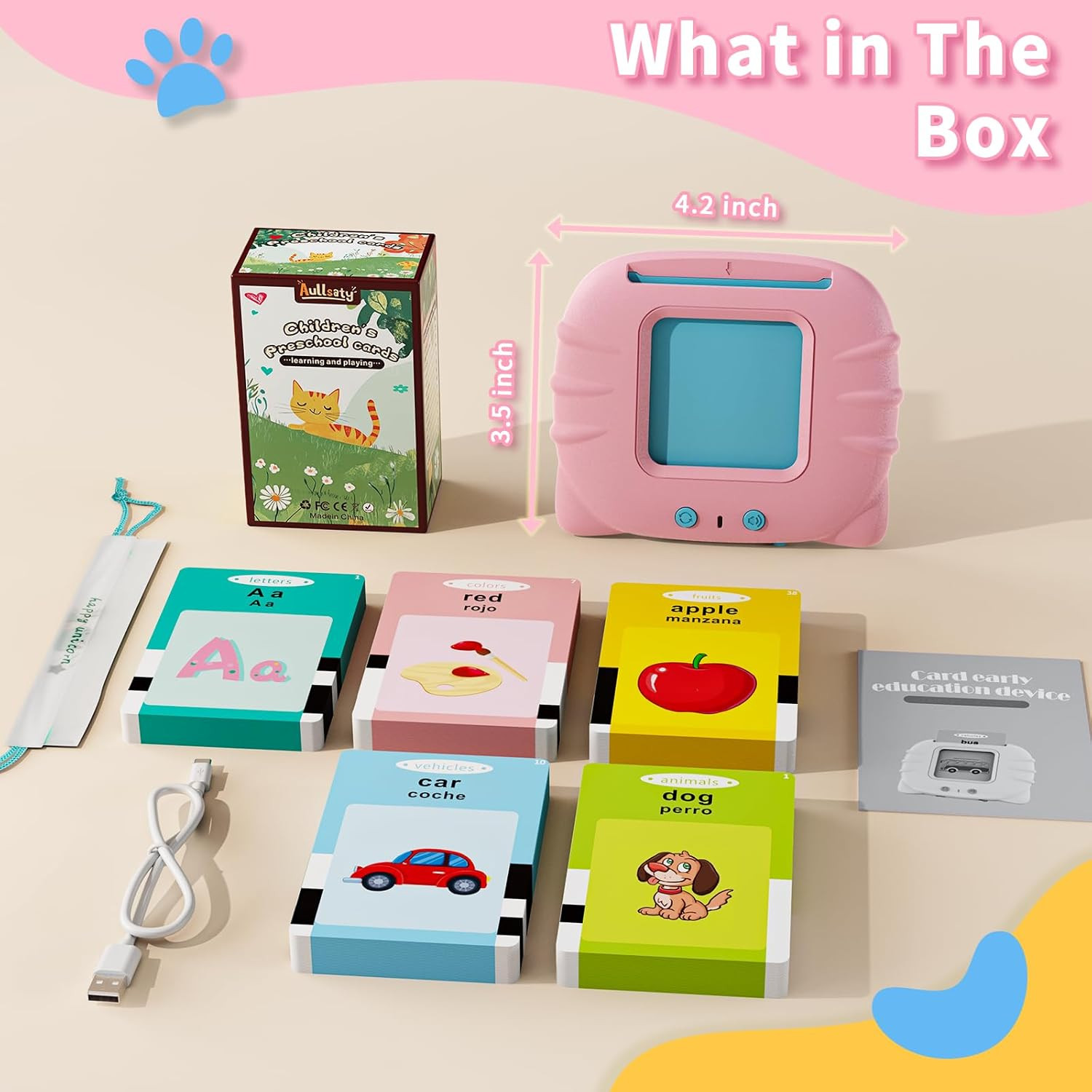 Toddler Toys Bilingual English and Spanish Talking Flash Cards for 1 2 3 4 5 6 Y
