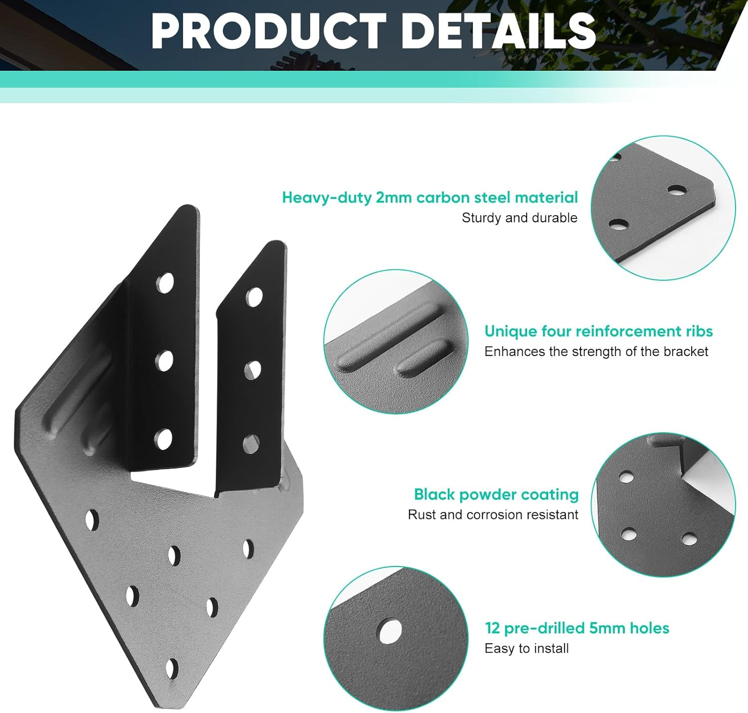 14-Gauge(2Mm) Heavy Duty Hurricane Ties,30Pcs Black Joist Hangers,Hurricane Stra
