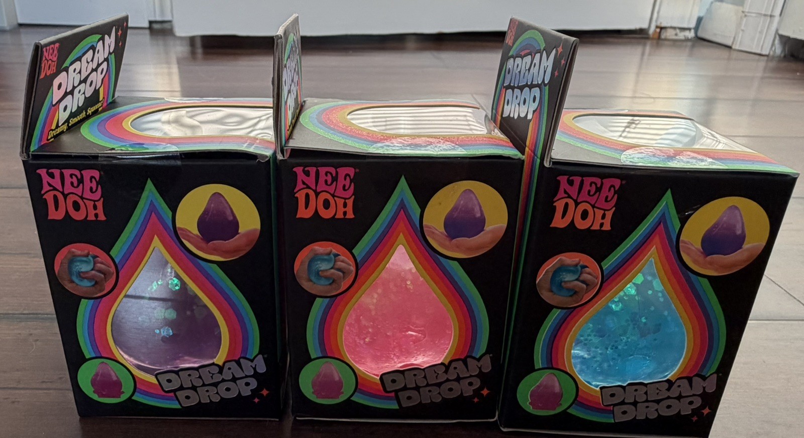 Schylling Needoh Dream Drop Glitter Set of 3 Blue Purple Pink Sensory Toys