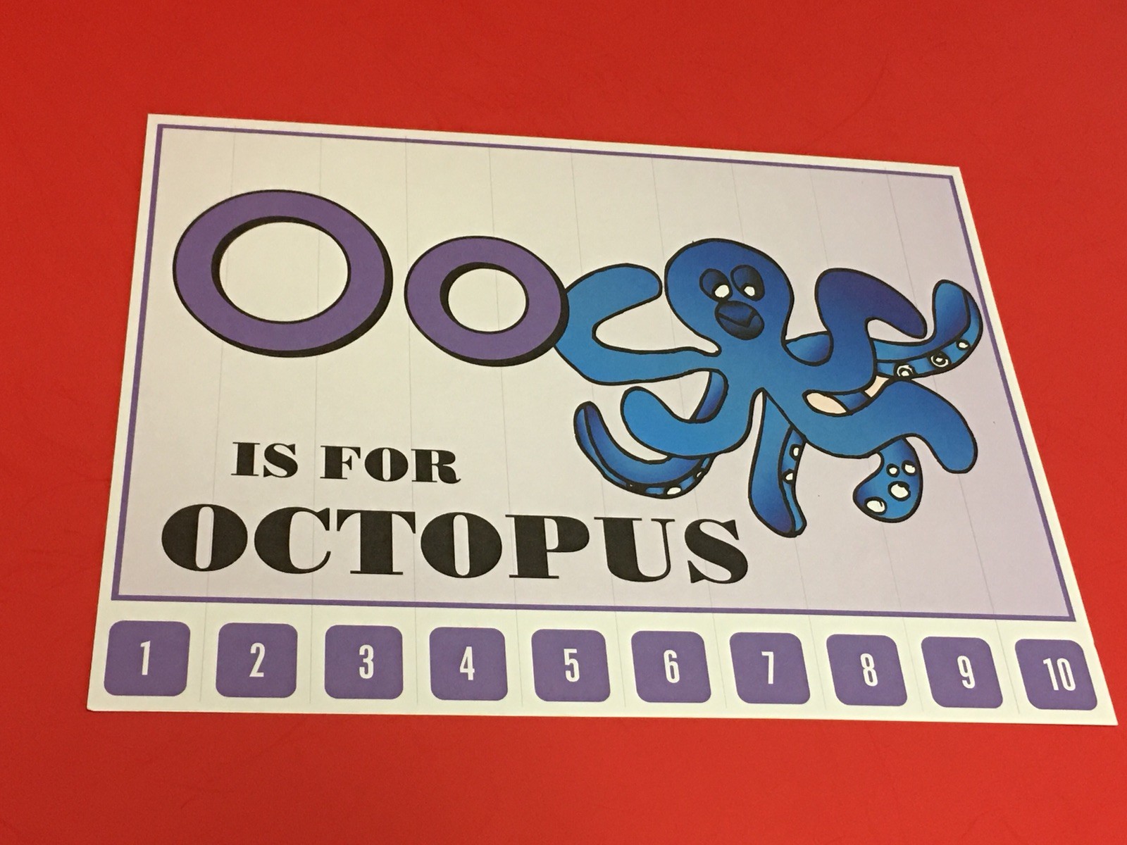 Letter O Octopus – Number Sequencing Puzzle, numbers 1-10 Laminated