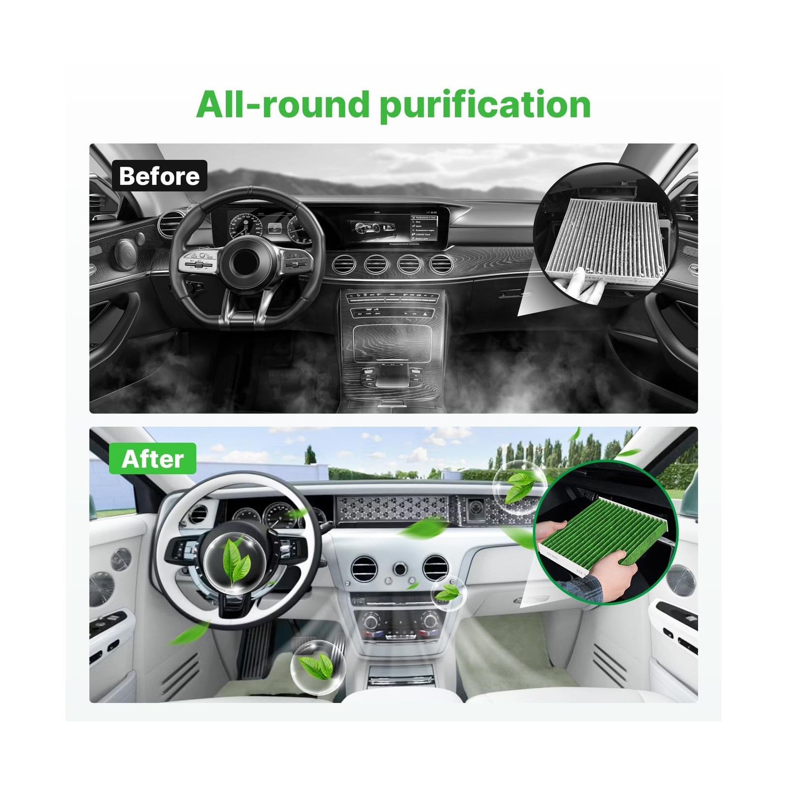 Engine+Cabin Air Filters Fit for HYBRID Hyundai Santa Fe 21-25(1.6L), Sonata …