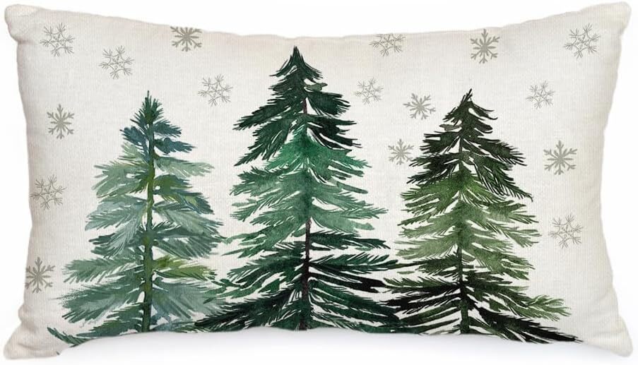 AACORS Christmas Pillow Cover 12X20 Inch Christmas Trees Snowflake Decorations