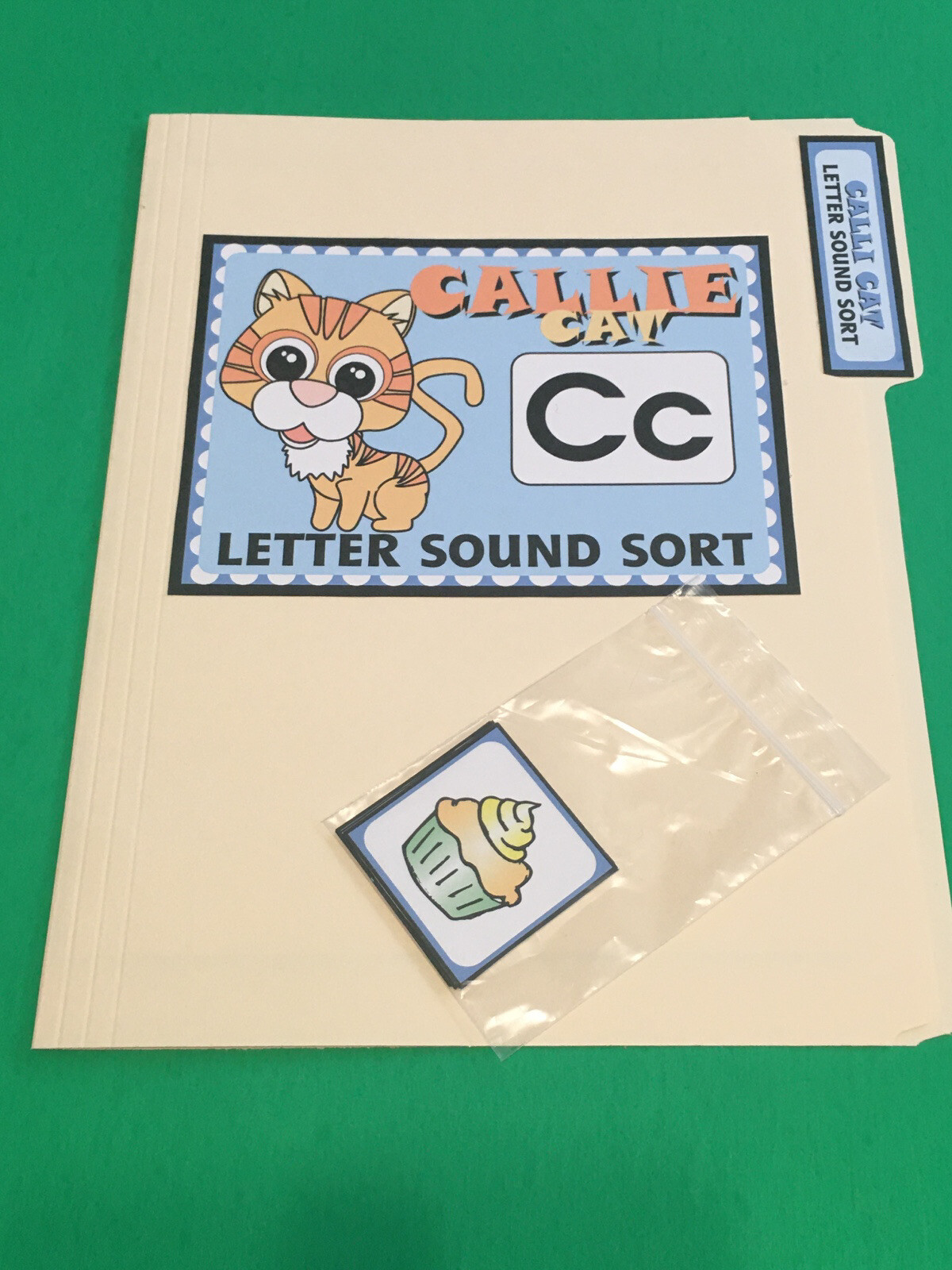 Callie Cat – Letter Cc – DIY File Folder game – Printed / Uncut