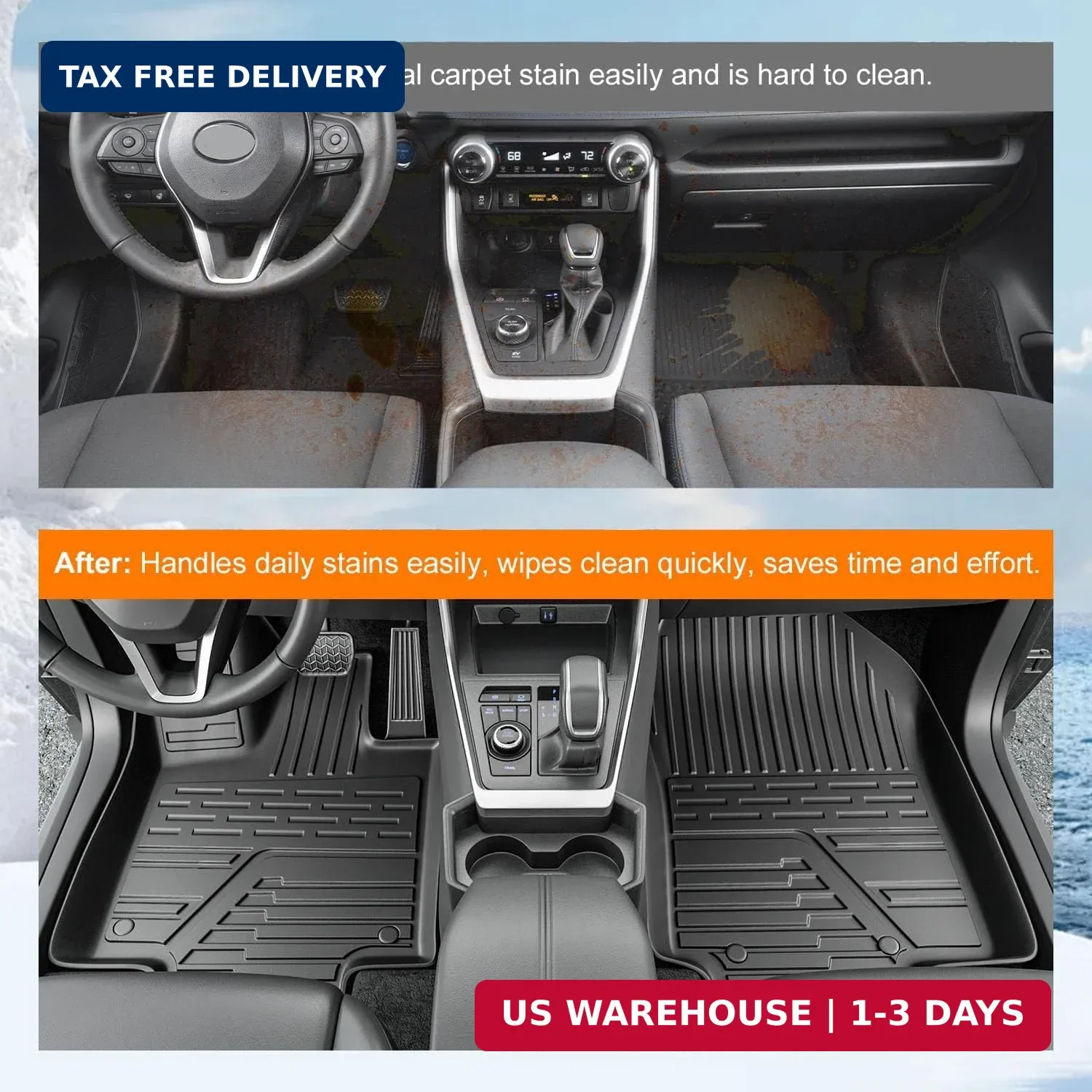 powoq Floor Mat Compatible with 2019 2020 2021 2022 2023 2024 2025 Toyota RAV4 T