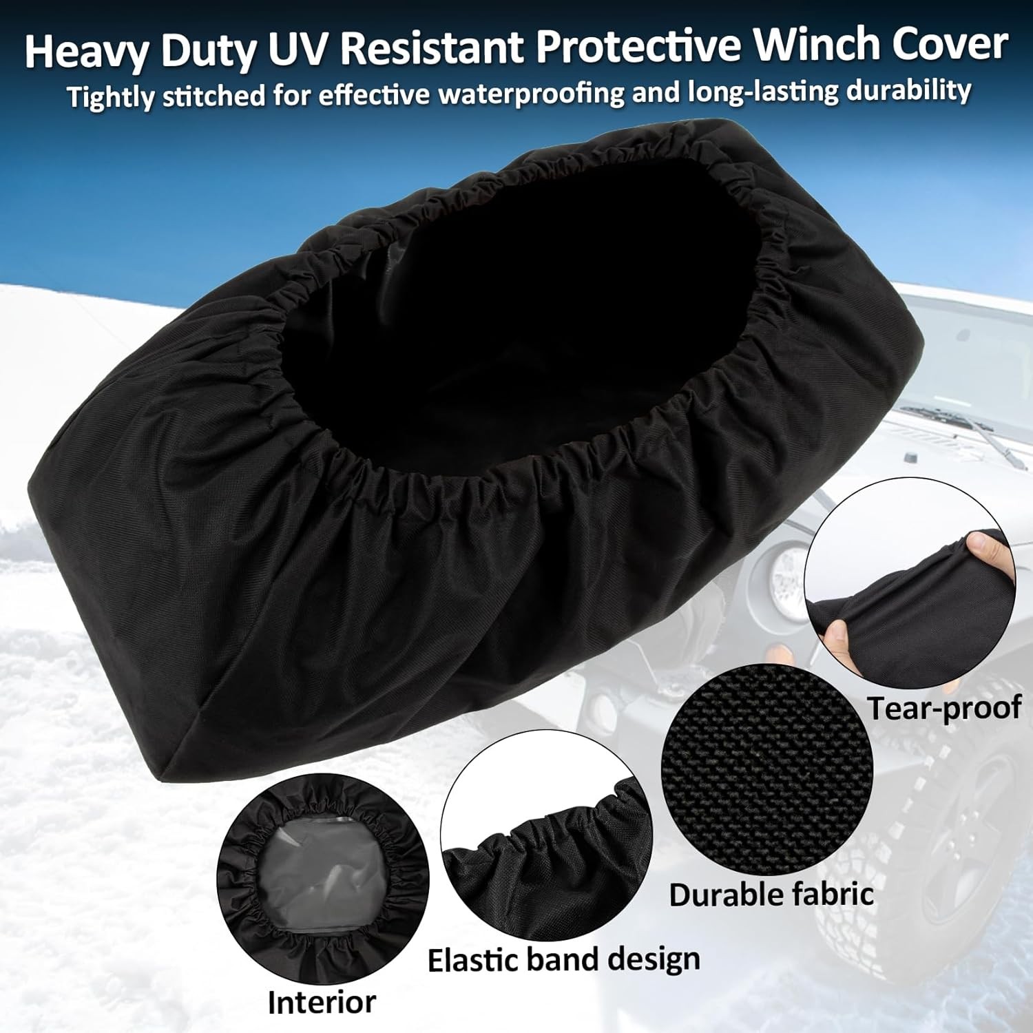 Winch Cover – Heavy Duty Winch Cover Waterproof Dust-Proof Trailer Winch Cover