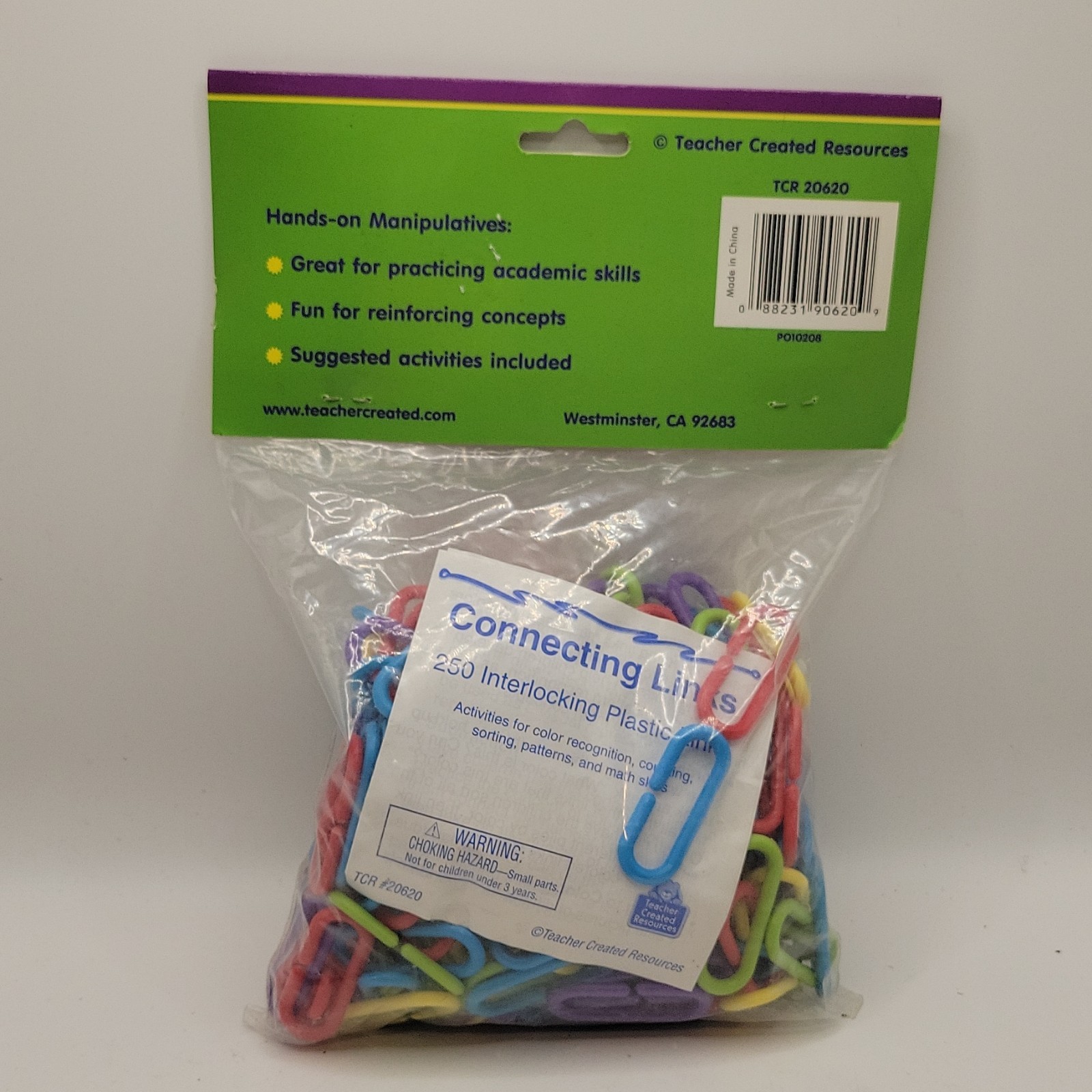 Teacher Created Resources Connecting Links 250 Multicolor Plastic Ages 3+