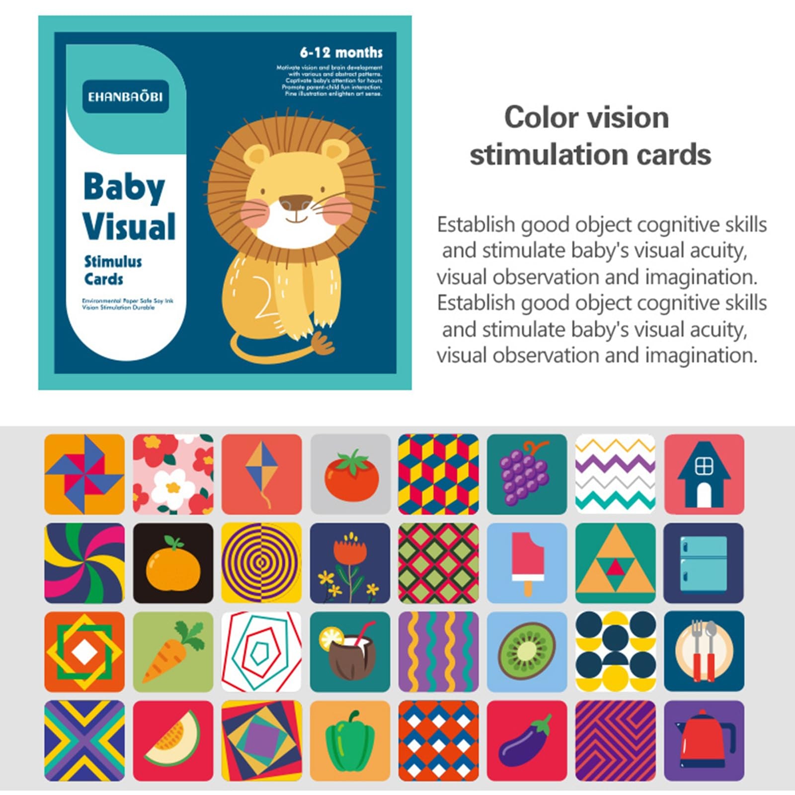 High Contrast Baby Flashcards 96 Pcs 192 Pages Black White Colorful Visual Se…