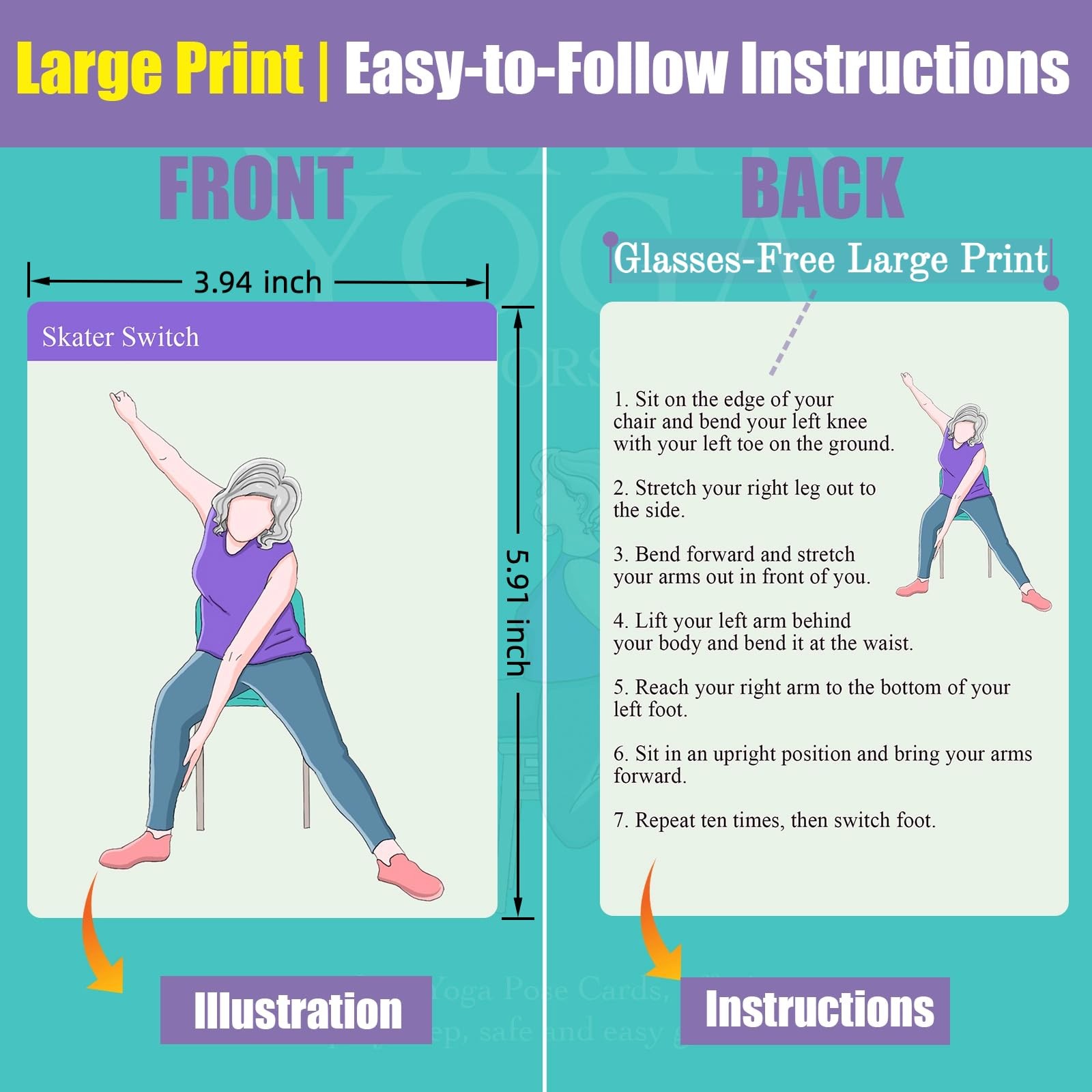 Oversized Chair Yoga Cards for Seniors – 53 Step-by-Step Tai Chi Chair Deck, …