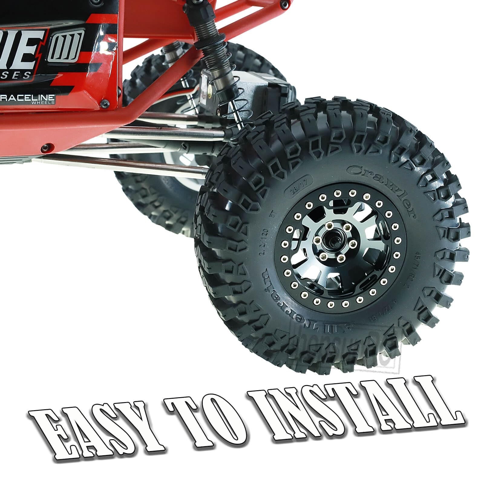 RC 2.2in Tires Tyres & Aluminium 2.2in Beadlock Wheel Rim for 1/10 SCX10 Capr…