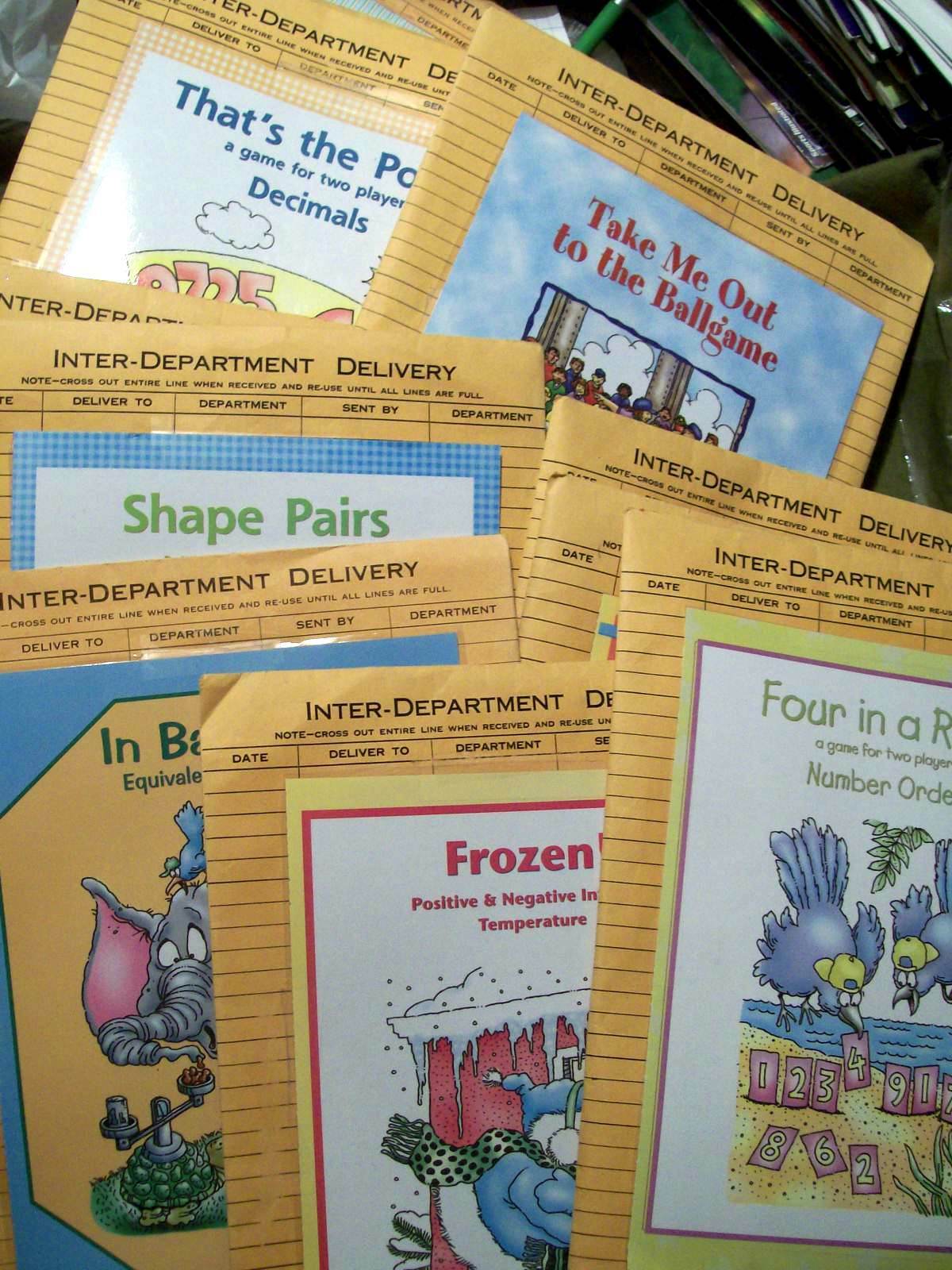 15 Individual Math/Word Problem Games Grades 1-6 Fractions, Geometry, Time……