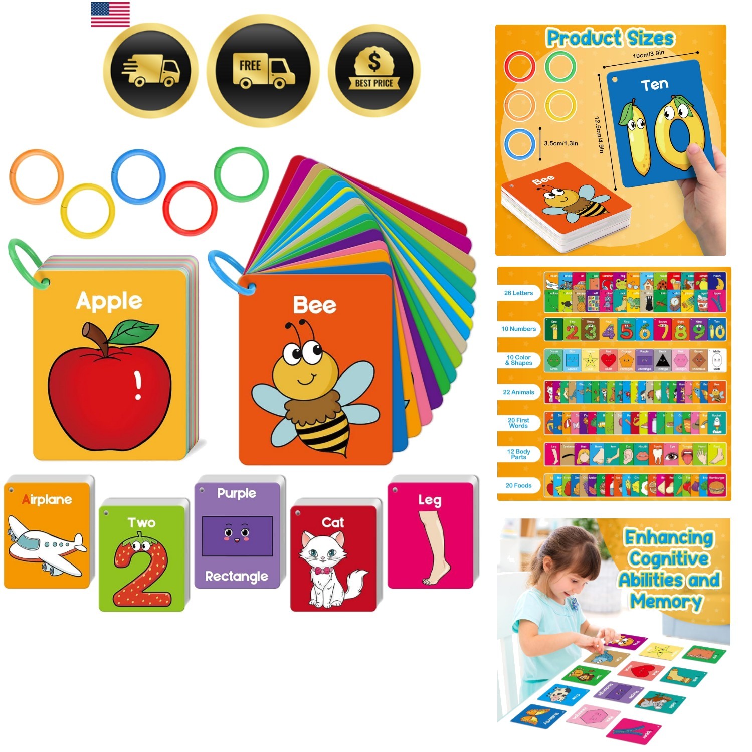 Toddler Flash Cards Baby Cognitive Flashcards for Kids, Learning Alphabet, Nu…