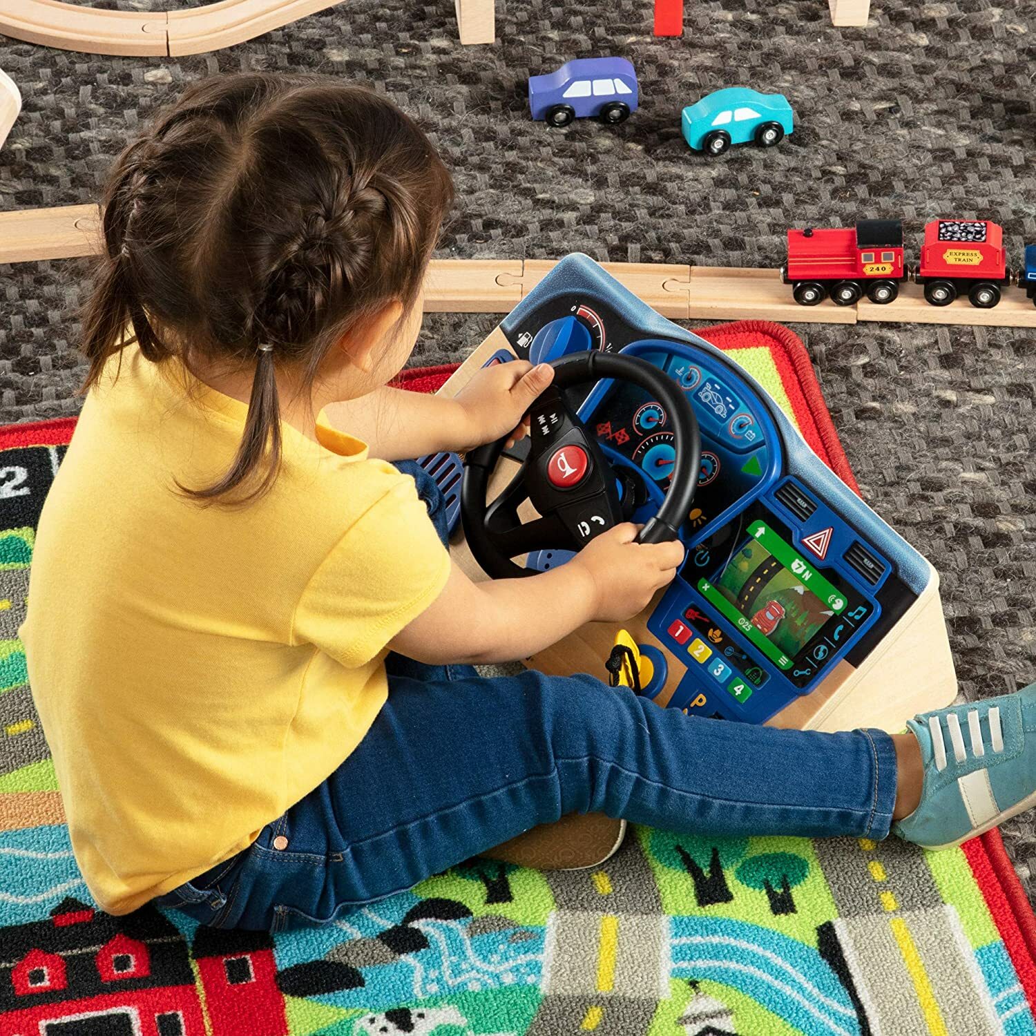 Kids Interactive Race Car Toy Dashboard Steering Wheel Toddler Toys Indoor Play