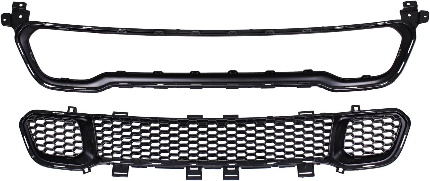 Front Lower Grill Grille and Molding Trim Black for Jeep Cherokee 2014-2018