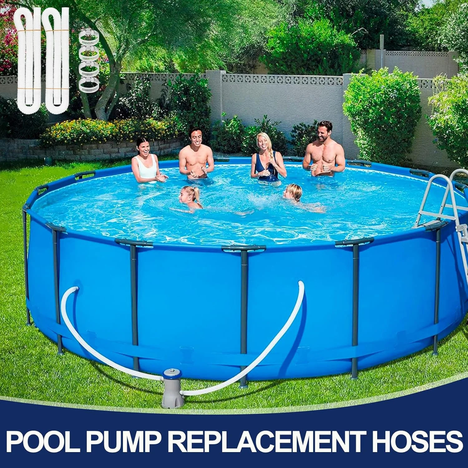 Pool Hoses for Above Ground Pools, 2 Pack 1.25 x 59 Inch Pool Filter Pump Hoses,
