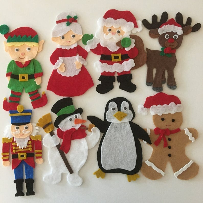 Santa and His Friends Felt Board Pieces or Paint Stick Puppets