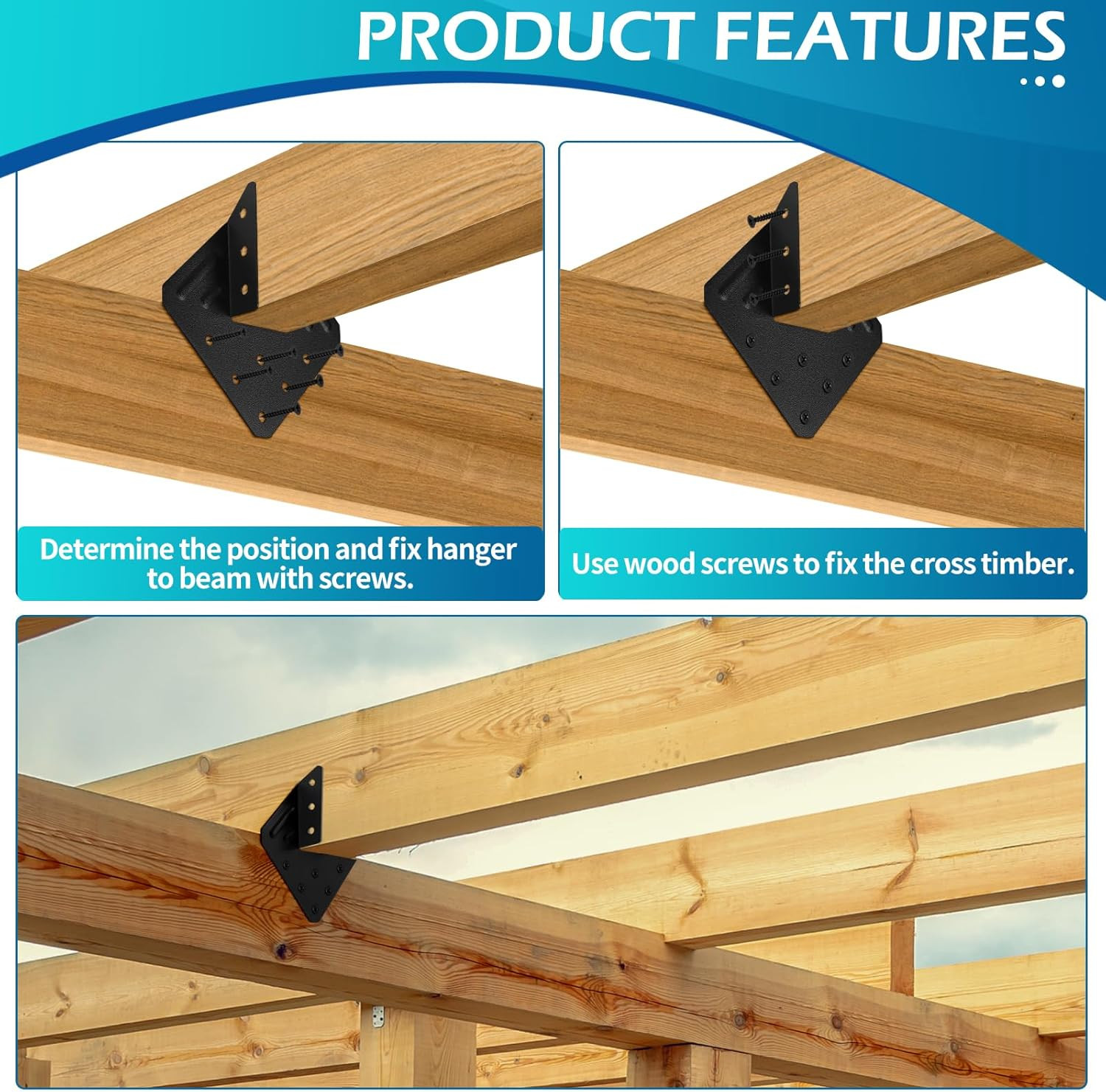 Hurricane Ties 48 Pack, Black Powder Coated Rafter Brackets and Clips