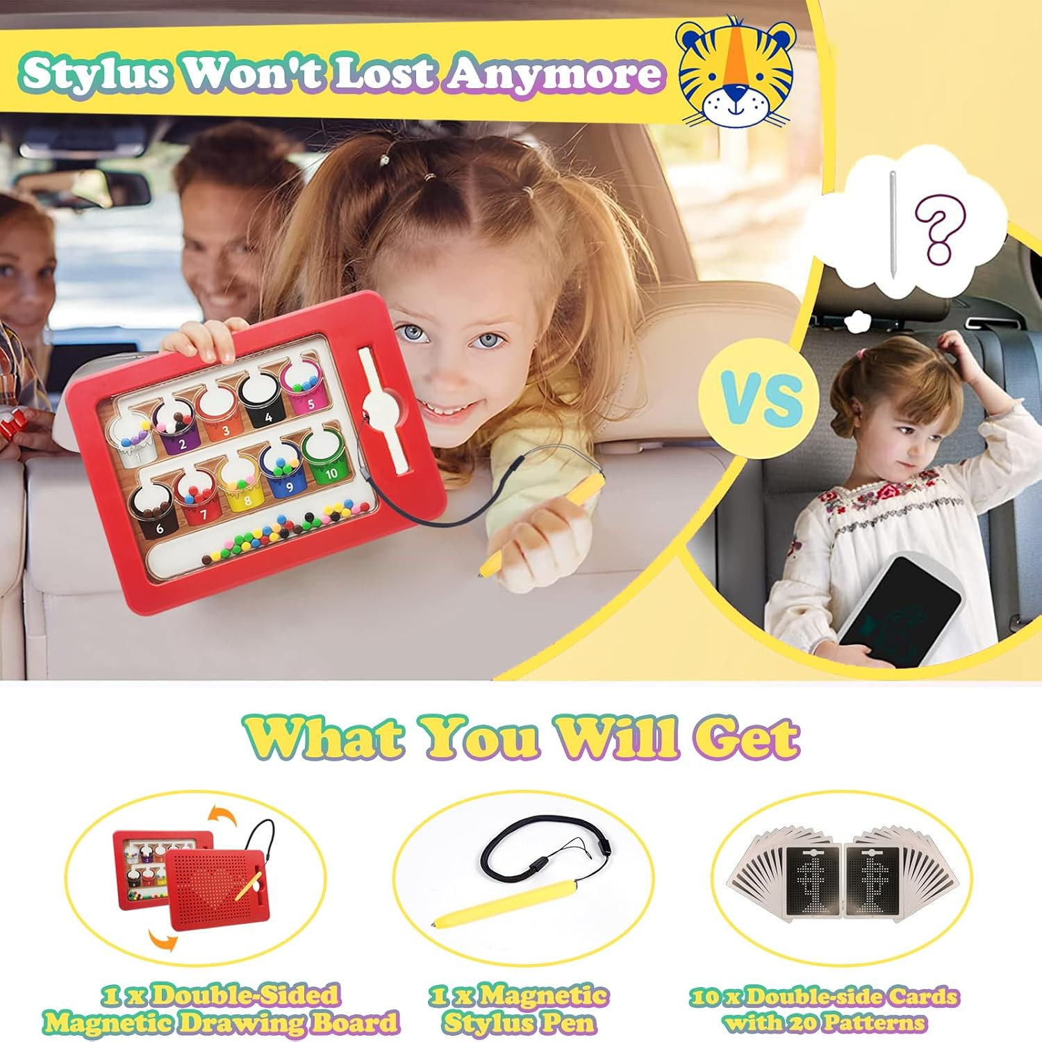 2 in 1 Double-Sided Magnetic Drawing Board for Kids, Magnetic Color Number